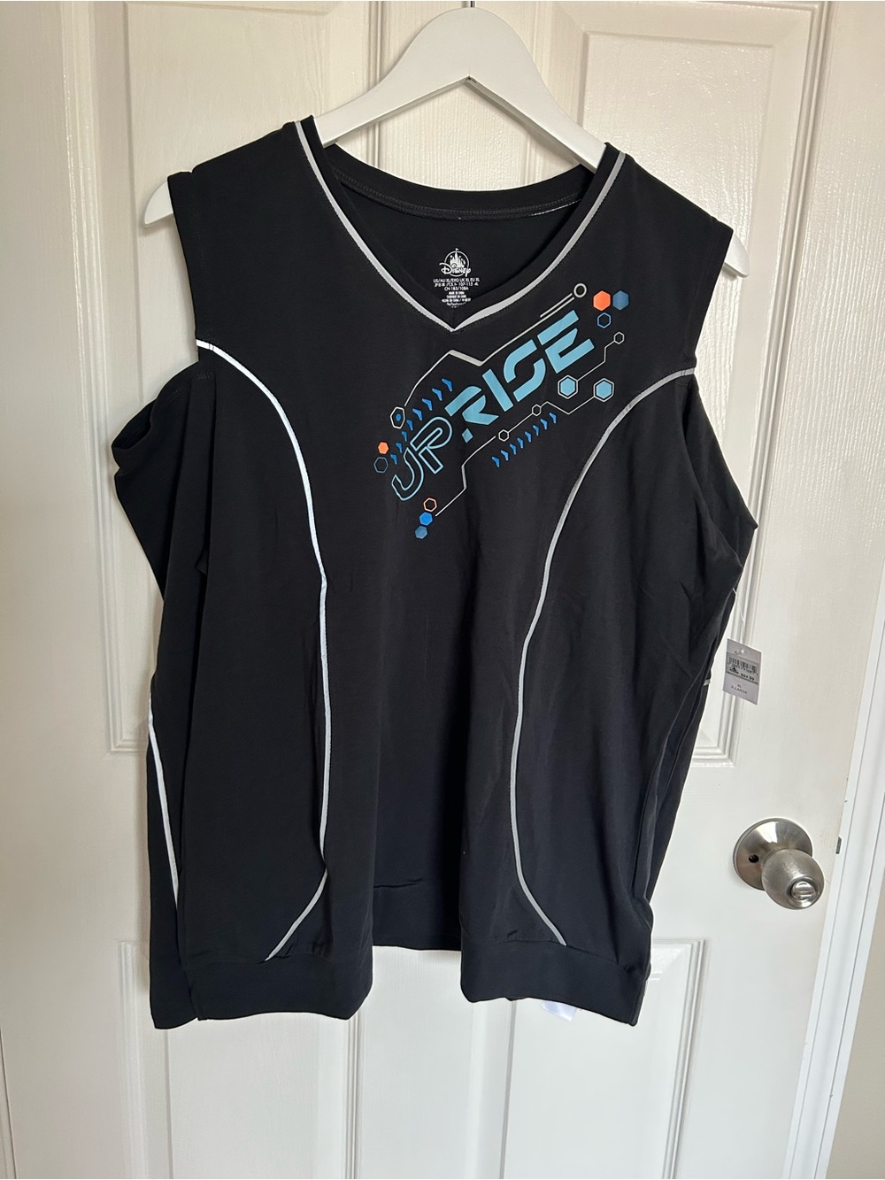 Disney Tron Uprise Lightcycle / Run Black Cold-Shoulder Athletic Jersey NWT XL
